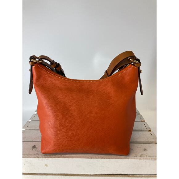 DOONEY & BOURKE MEDIUM ORNAGE PEBBLLED LEATHER SHOULDER BAG - Picture 4 of 16